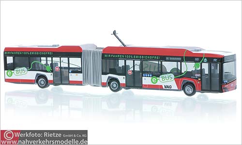 Rietze Busmodell Artikel 76702 Solaris Urbino 18 2019 electric Verkehrs Aktiengesellschaft Nrnberg
